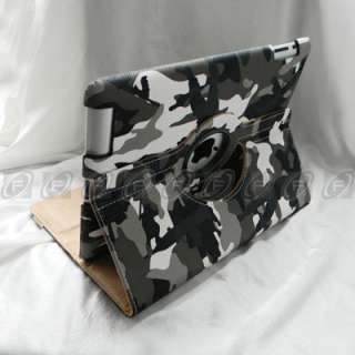 iPad 2 Camouflage Style 360° Rotating Leather Smart Cover Case with 