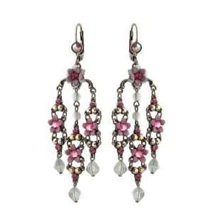 Michal Negrin Feminine Silver Plated Dangle Earrings Ornate with 