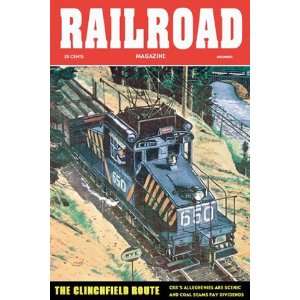  Railroad Magazine The Clinchfield Route, 1953   Poster 