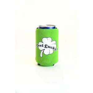Neoprene Can Cooly with Hat Trick Opener attached/Feel Lucky logo 