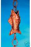 Copper Rain chain fish 6 ft gutter clip included  