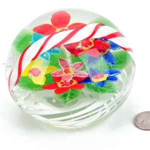   Handmade Mouth Blown Paperweight Centerpiece   Christmas Candy Cane