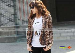 Women Fashion Leopard Slim Suit Top Coat Jacket #020  