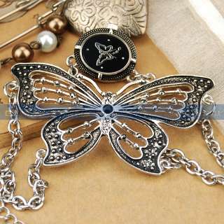 Elegant Retro Brush Black Butterfly Pendant Bracelet Lady Dinner Dress 
