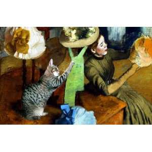  Cat In Degas Hat Shop Cat Print