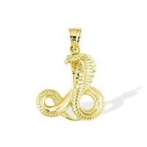  14k Gold 3d Cobra Snake Animal Charm Pendant Jewelry