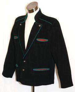   ITALY / BLACK / WOOL + CASHMERE Hunting SPORT Dress JACKET Over Coat