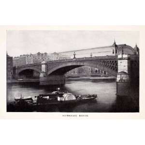  1905 Halftone Print Southwark Bridge London England River 