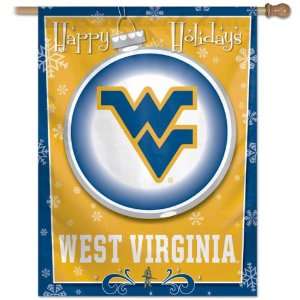  West Virginia Mountaineers Happy Holidays Vertical Flag 
