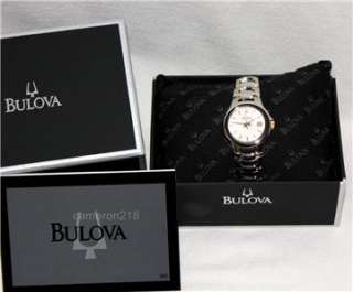Bulova Silver with Gold Accents Calendar Ladies Bracelet Watch 98M001 
