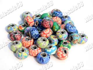   lots of polymer clay&silver p metal european beads new jewelry  