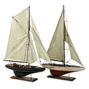 Antiqued Sailing Vessel Pair 