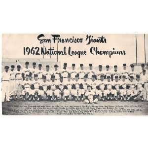  San Francisco Giants 1962 National League Champions 