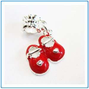 Jewelry Making 1x Alloy European Style Dangle Beads, Enamel, Red Baby 