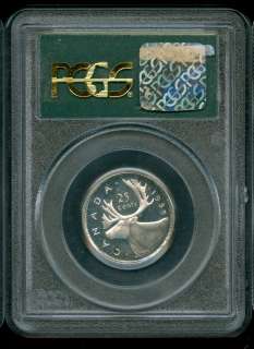 1955 CANADA 25 CENTS PCGS PL67 HEAVY CAMEO FINEST .  
