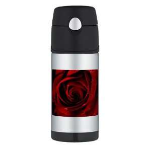  Thermos Travel Water Bottle Red Rose 