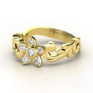  Jasmine Ring, 14K Yellow Gold Ring with Diamond Jewelry