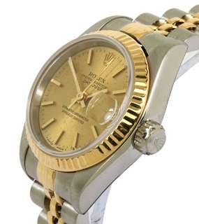 ROLEX STAINLESS STEEL 18K GOLD OYSTER PERPETUAL DATE LADIES WATCH 