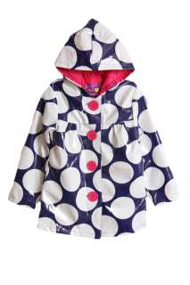 NWT Toddler Girls polka dot raincoat   navy 848105035226  