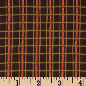  44 Wide Plaid Ribbons Dark Chocolate/Red Fabric By The 
