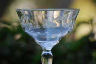   Crystal Paneled Floral Leaf Stemmed Champagne Wine Glass Set of 2