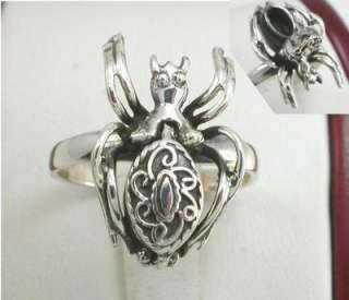 UNIQUE .925 STERLING SILVER SPIDER POISON RING size 6  