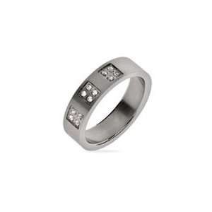   Engravable Mens Twelve Stone Engravable Stainless Steel Band Jewelry
