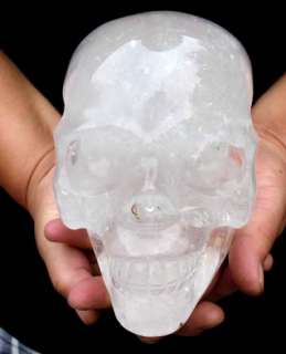 3lb AAA NATURAL CARVED CLEAR QUARTZ CRYSTAL SKULL  