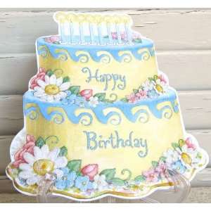  Carol Wilson Happy Birthday Cake with Flowers and Candles 