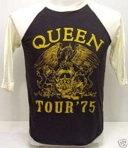 QUEEN 1975 Concert Tour VTG Rock 3/4 Jersey T Shirt L  