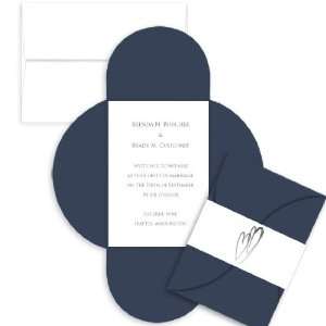  Pochette Invitation Kit   Double Hearts Dark Blue Metallic 