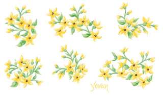 Tatouage Yellow Jasmine Flowers 2 sheets Rub On Mural  