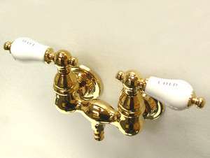   bathroom fixtures polished brass wall mount Clawfoot tub faucet  