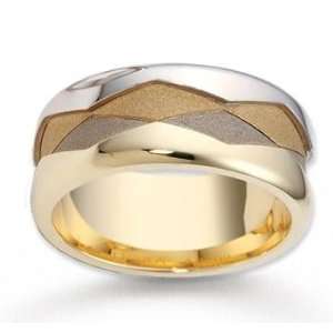   14k Two Tone Gold Stylish Harmony Carved Wedding Band Jewelry