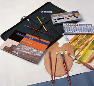 Oil Painting Art Artist Portfolio Kit Set  Paints Paint Brushes 