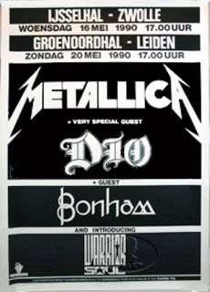 METALLICA DIO 1990 EUROPE TOUR CONCERT POSTER w/ BONHAM  