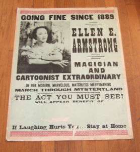 Ellen E. Armstrong Magician Cardboard Poster (1930s)  