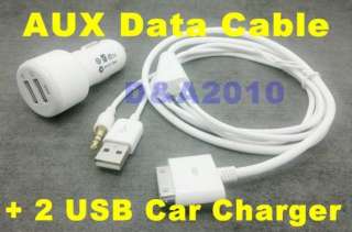 USB Car Charger 3.5mm AUX Audio Cable iPod iPhone ipad  