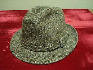 Vtg STETSON Fedora Brown Wool Tweed Hat, Size 7 1/8  