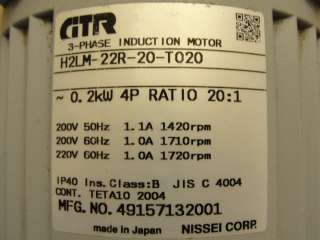 3903 NEW GTR H2LM 22R 20 T020 Motor Gearbox .2 Kw  