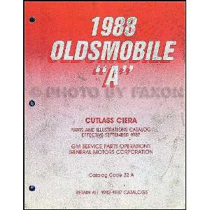   1988 Oldsmobile Cutlass Ciera Parts Book Original Oldsmobile Books