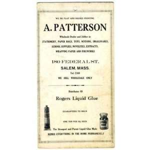    A Patterson Products Line Card Salem MA 1930s 