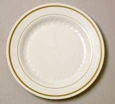 Masterpiece Ivory / Gold 9 Plastic Party Plate 12ct.  