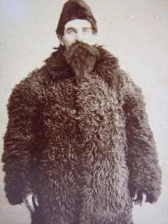 Mountain Man in Fur Coat antique cabinet photograph  