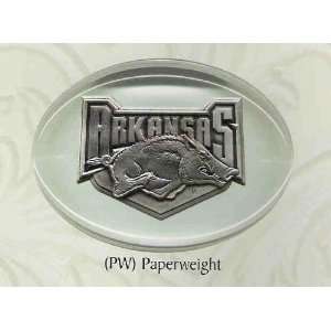   Arkansas Razorback Oval Glass Paperweight
