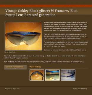 Vintage Oakley Blue ( glitter) M Frame w/ Blue Sweep Lens Rare 2nd 