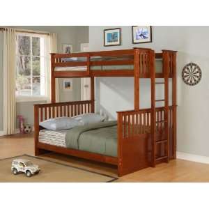  Twin Full Size Bunk Bed Contemporary Style in Burnished 