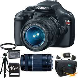 Canon EOS Rebel T3 SLR Digital Camera w/ 18 55mm & 75 300mm Full Photo 