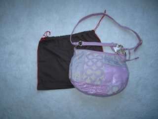 NWT Auth Coach Signature Lilac Hobo Handbag Purse Bag  