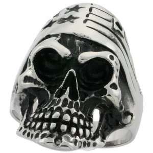  Surgical Stainless Steel 1 5/16 in. (33mm) Skull Ring with 